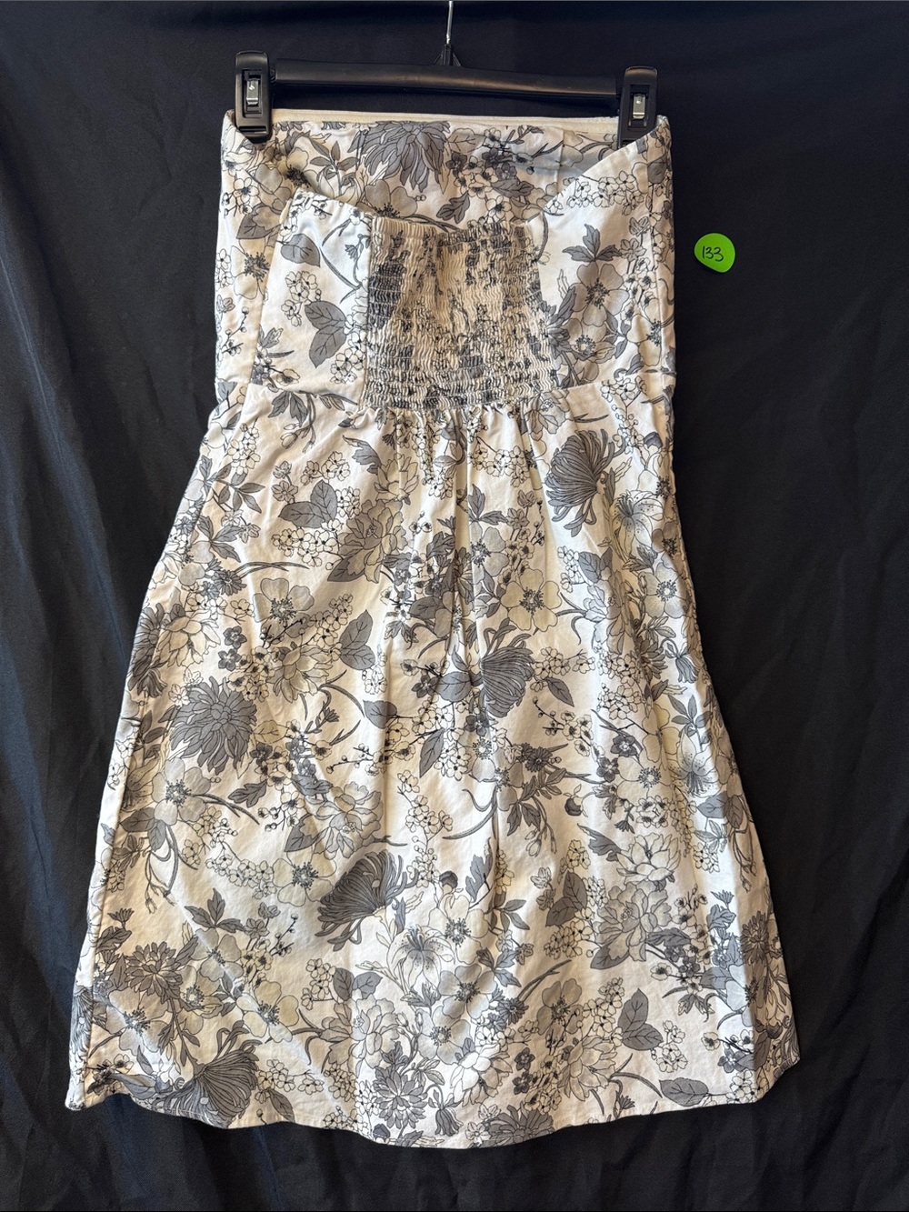 Old Navy Strapless A-Line Skirt — White and Gray Floral - Picture 2 of 7